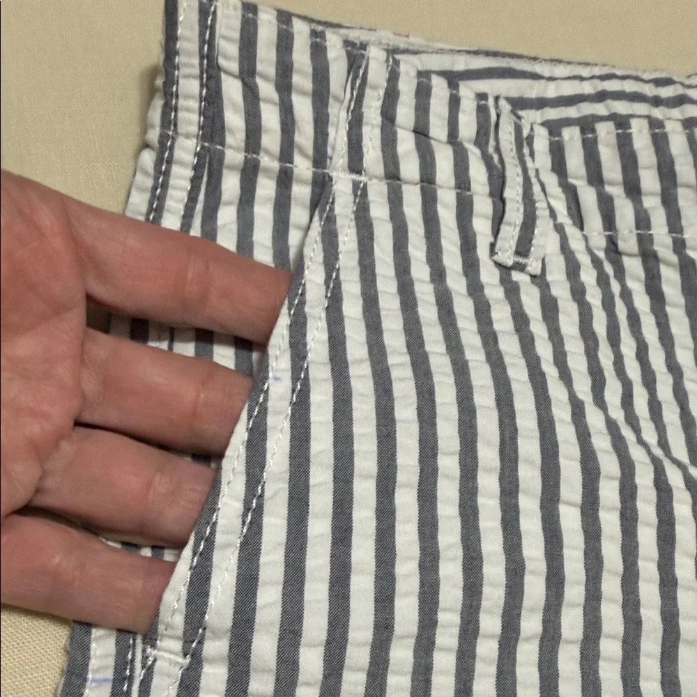 GAP Kids Gray/Blue & White Striped Seersucker Shorts, Adj Waist. Sizes 8 & 10.